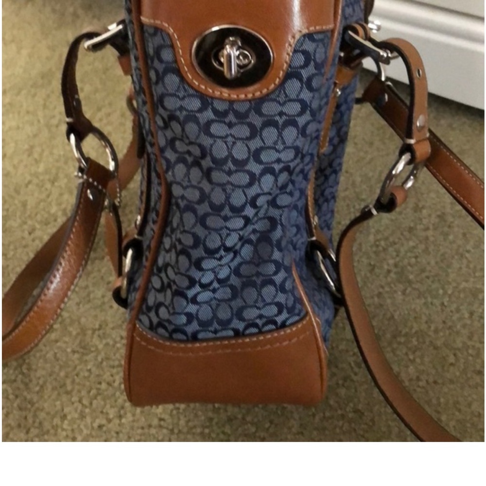 Coach Blue and Tan Signature Tote - Picture 2 of 12